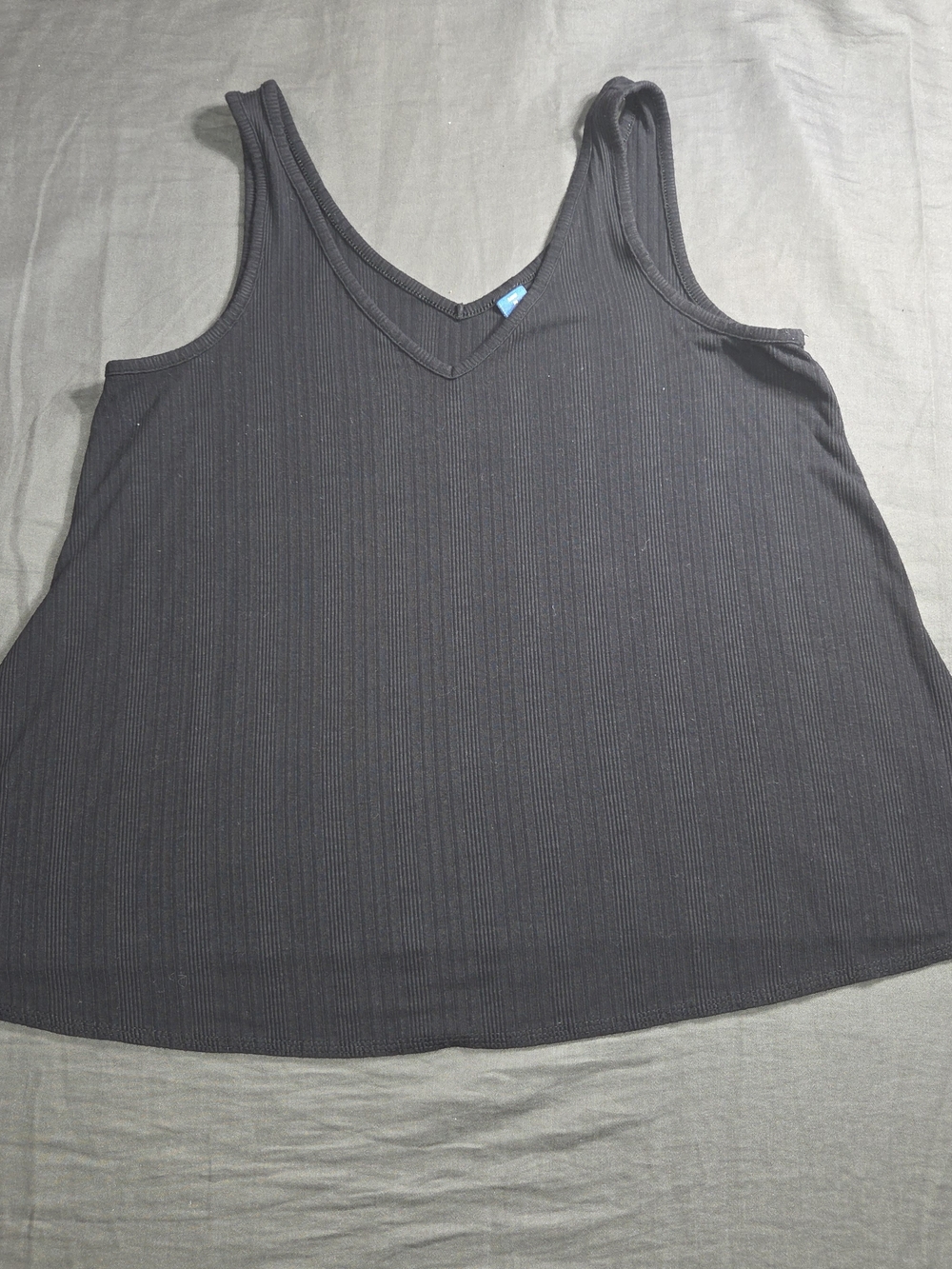 Old Navy Luxe Black Ribbed V-Neck Tank